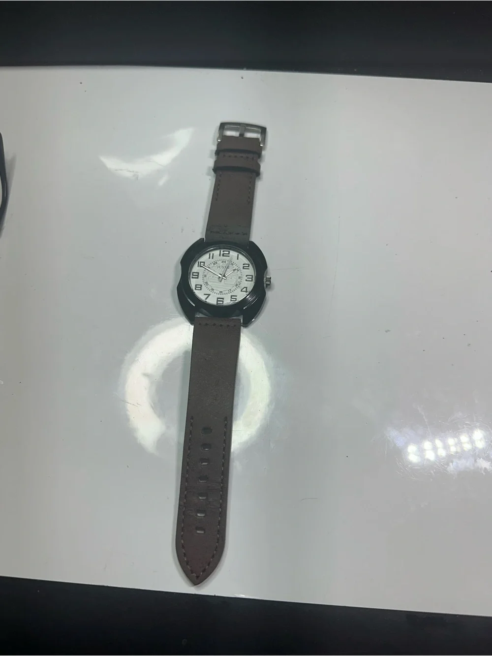 Men's Black Case Cream Dial Watch
